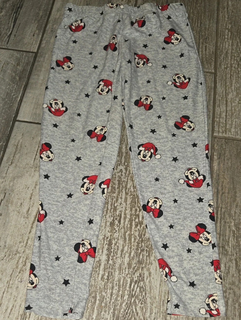 Disney Grey Minnie Mouse Pajama Bottoms with Red Accents